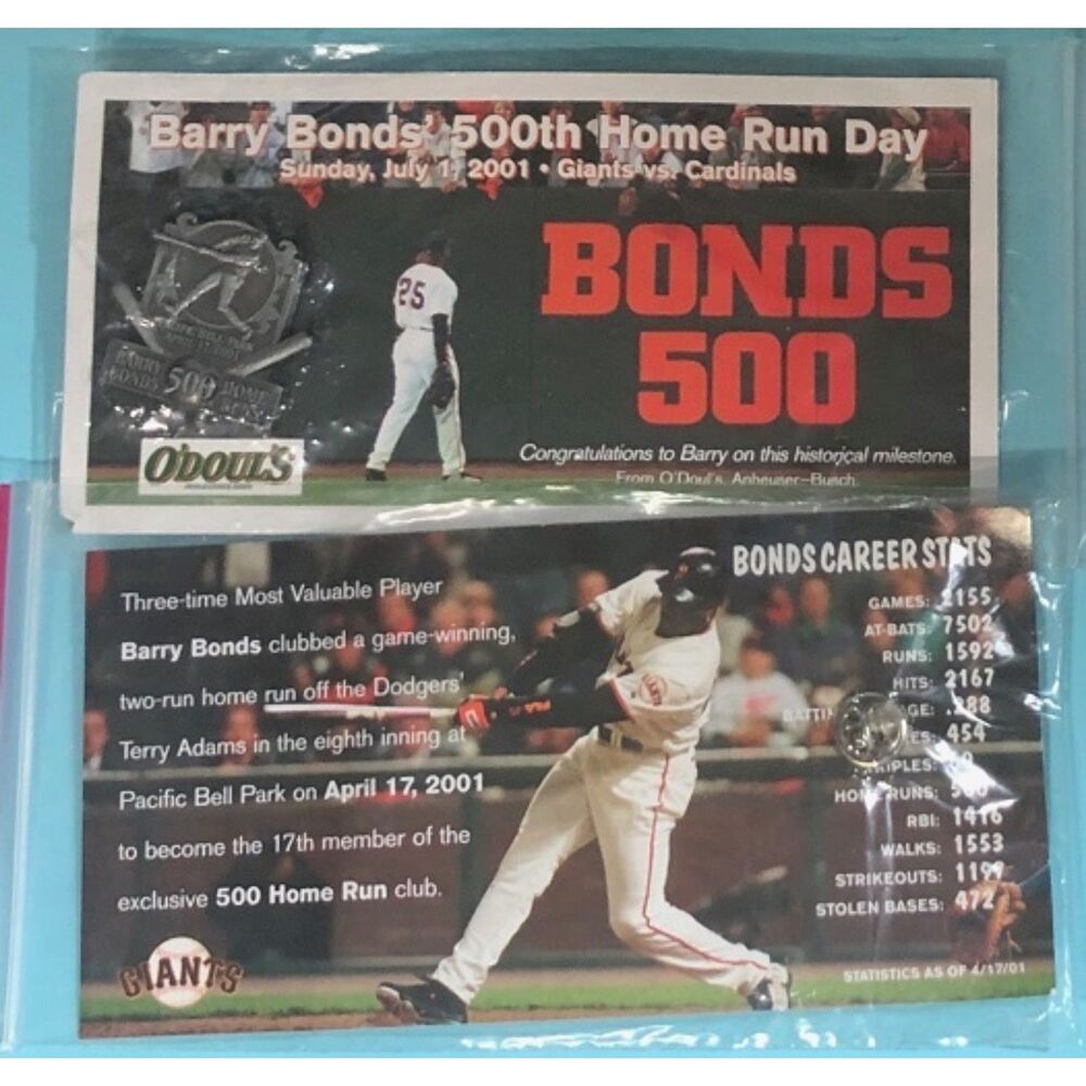 2002  San Francisco Giants Barry Bonds 500th-Home Run pin New  7/1/2002